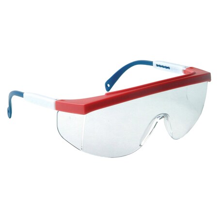 Radians Galaxy, Safety Glasses, Anti-Fog, Clear Lens, Red/White/Blue Frame, Half-Frame, 1 PR GX0511ID